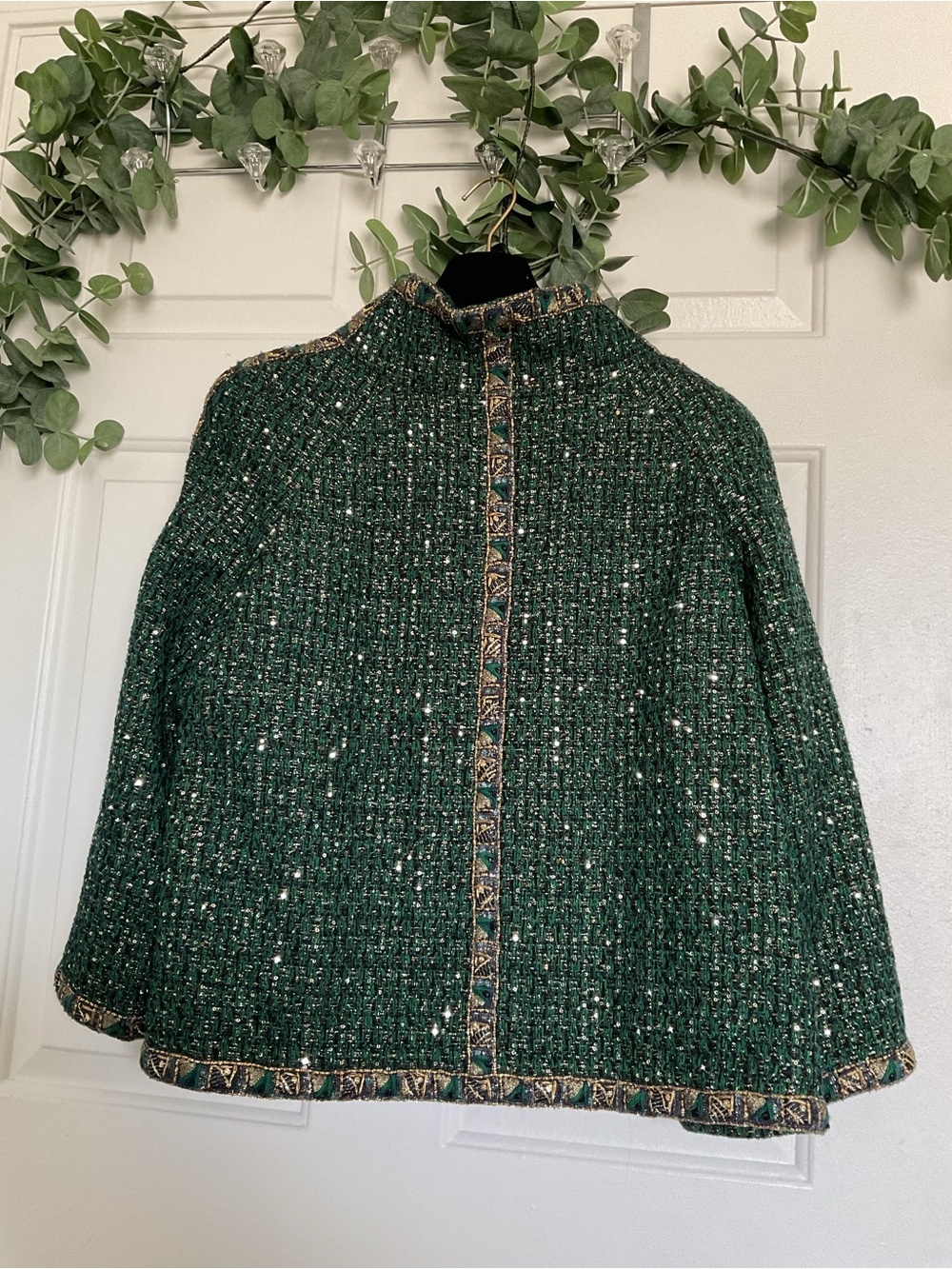 CHANEL VINTAGE PARIS BYZANCE GREEN GOLD JACKET GRIPOIX BUTTONS. FR 48 - Picture 4 of 16